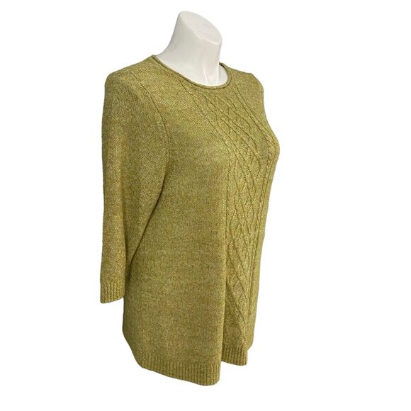 CJ Banks Sweater Womens 1X Green Textured Knit Cabin Nature Lightweight Office - Picture 3 of 15